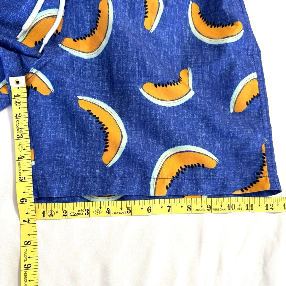 Trunks Surf & Swim Men's Blue Papaya Print Swim Trunks Size L Board‎ Shorts
